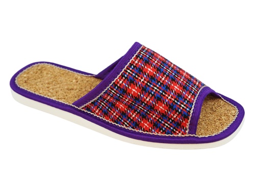 ТДЖ-Тапочки женские / красный-клетка К97Пробка фото 2